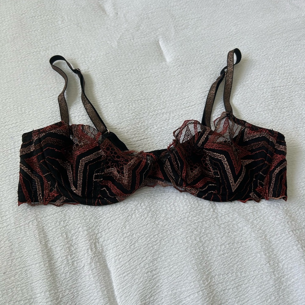 Savage x Fenty blk shining star sheer embroidered unlined Demi bra